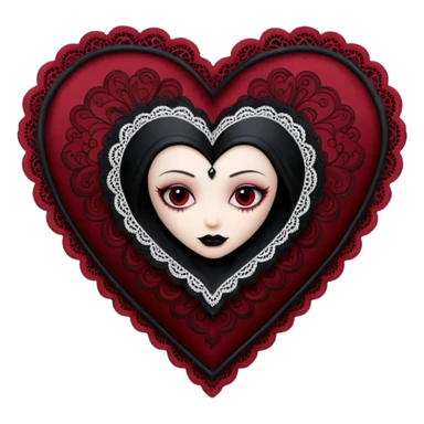 goth themed heart with a black lace handkerchief sticker
