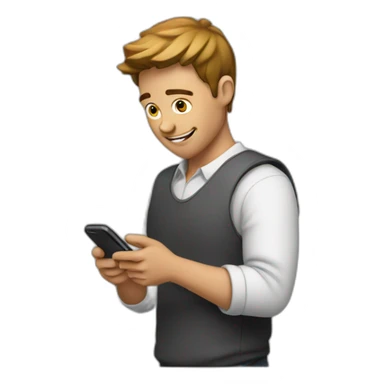 guy scrolling through phone sticker