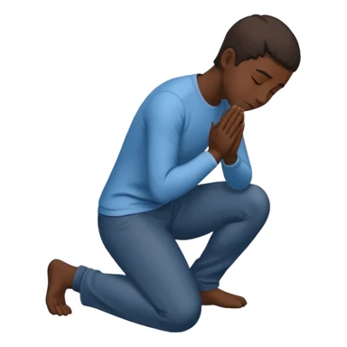 person kneeling bowing position, forehead and hands touching the ground, simple and clear sticker