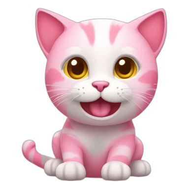 pink cat with pulse heart animation sticker