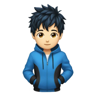 un joven niño de pelo desordenado estilo anime pon el pelo negro con un azul en las puntas  sticker