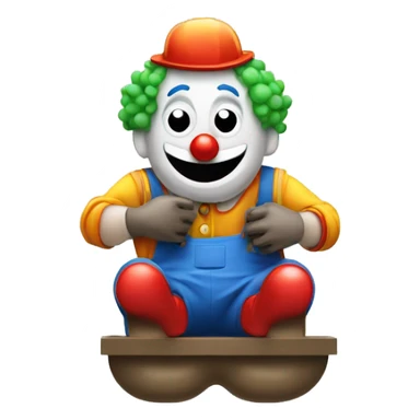 clown face emoji as a plumber sitting and fixing pipe sticker