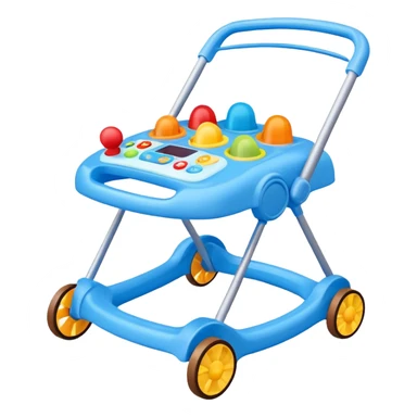 blue baby walker with toys on it sticker