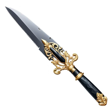 An ornate gilded knife with the blade made of obsidian sticker