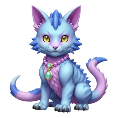 Colorful pastel silky smooth soft pastelcore aesthetic lifelike hyperrealistic abyssal garurumon-purloin-gatomon-feline-Fakemon-Digimon-creature wearing a cool casual fashionable aesthetic clothes and accessories and jewelries and apparels fursona (full body)  sticker