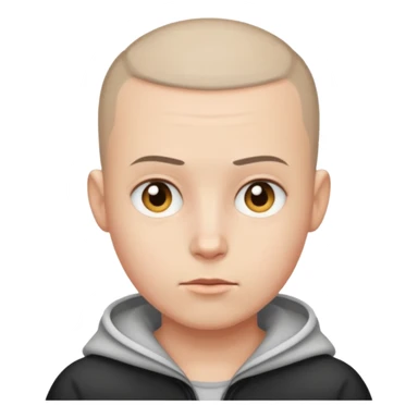 Buzz cut emoji not smiling and white skin color sticker