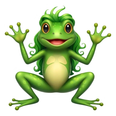 Frog with long and curly hair spreading his legs sticker