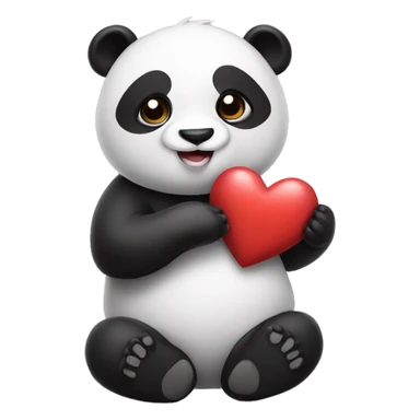 Panda with heart sticker