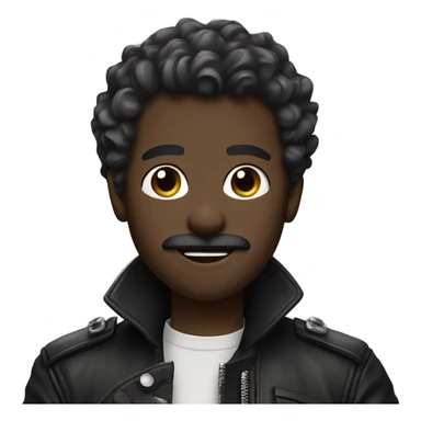 smug darkskin boy hair in leather jacket with blonde curly hair and mustache and beard and multiple ear piercings  sticker