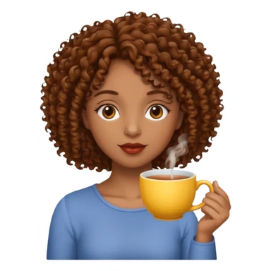 Black female brown curly hair drinking tea sticker
