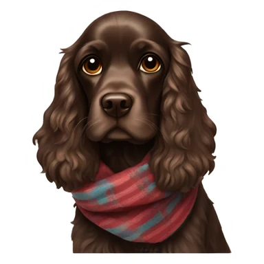 Dark Brown cocker spaniel in a scarf  sticker