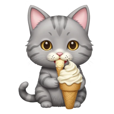 baby grey cat with icecream sticker
