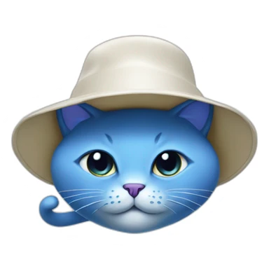Blue Cat, White Mashroom Hat sticker