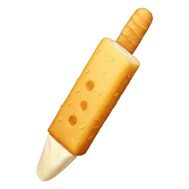 Create an emoji-style illustration of a tequeño, a traditional Venezuelan snack. It should look like a small, golden-brown, fried cheese stick with a smooth, slightly crispy exterior. Use simple shapes, clean lines, and vibrant colors to match modern emoji aesthetics sticker
