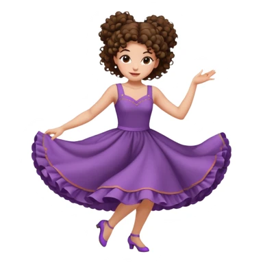 girl with big curly hair in a bun dancer brunette, white, freckles and brown eyes sticker