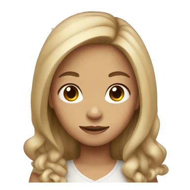 Girl that has a light color skin has a brown long hair sticker