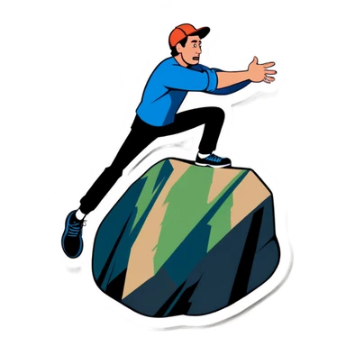 A man pushes a boulder up a steep hill sticker