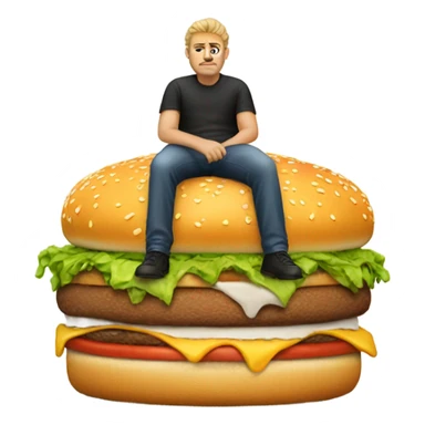 A disgusting man sitting on top a burger castle sticker