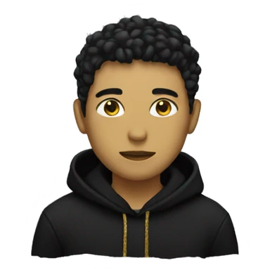 Person wearing black clothes with gold scribble graffiti sticker