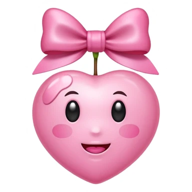 Light Pink cherry emoji with pink bow sticker