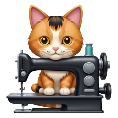 Cat Quilting at sewing machine sticker