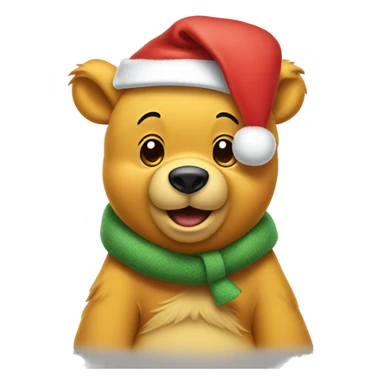 pooh bear in a santa hat sticker