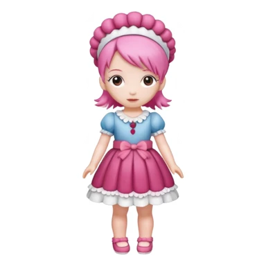 Isolated detaile illustration incredibly raspberry torte doll figurine full body with pink hair and a raspberry hairband sticker