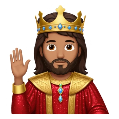 King Solomon from The Bible with dark brown hair,  red sequin outfit sticker