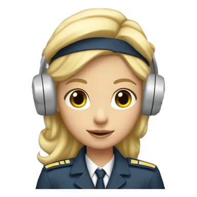 Blonde girl with pilot uniform and headset with microphone sticker