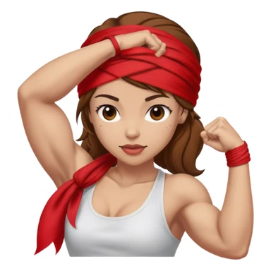 Light skin and brown hair with red bandana Rosie the Riveter shows biceps sticker