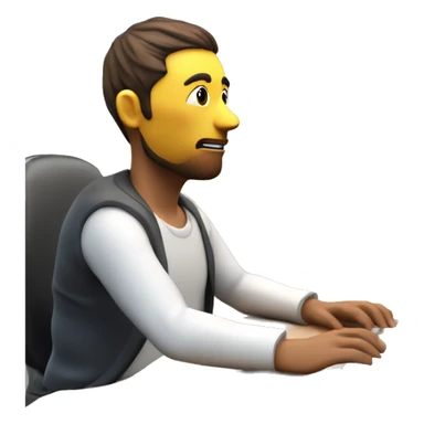 there is a lot of details i need only person sitting near computer working without other peoples realistic 3d icon with colors sedentary lifestyle sticker