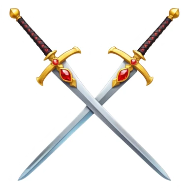 Fully yellow royal two swords crossed fiery with red gems sticker