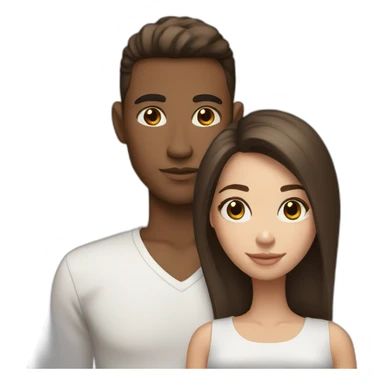 Mixed race couple brown hair brown eyes white and black sticker