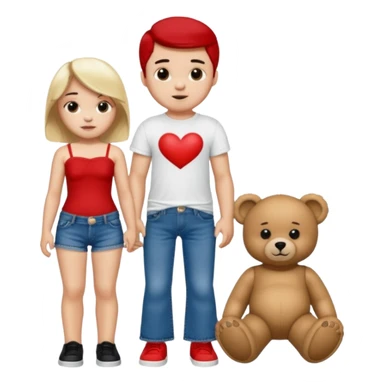 A boy and a girl teddy bear for the boy bear put on true religion shirt and jeans with black shoes and for the girl put flare jeans and a red tube top and white shoes just bears not the humans  sticker
