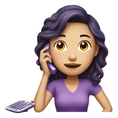 a corean girl using a purple phone in the living room of her house sticker