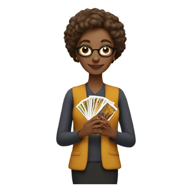 Teacher with tarot cards in hands sticker