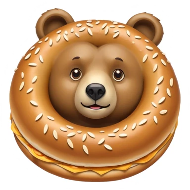 Bear inside of a bagel  sticker