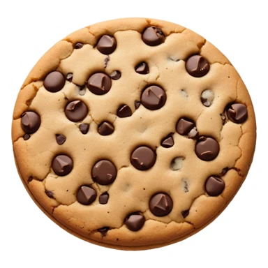 Single chocolate chip cookie, isolated, clean white background, minimalist sticker