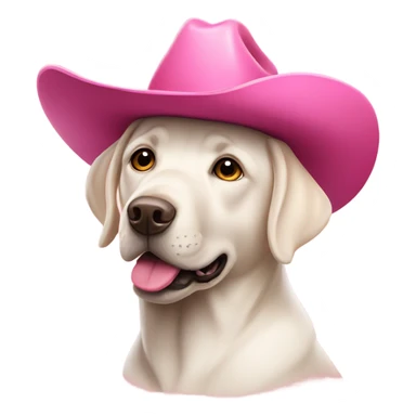 white labrador wearing pink cowboy hat sticker