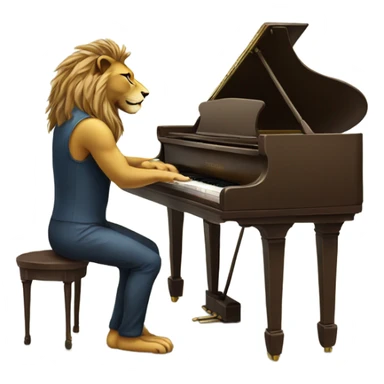 Lion playing piano sticker