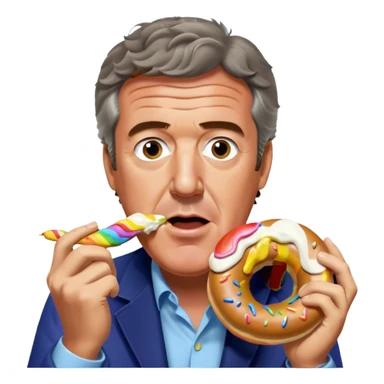 Jeremy Clarkson eating rainbow bagel sticker
