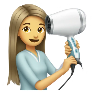 Girl is drying wet sail using the hair dryer sticker