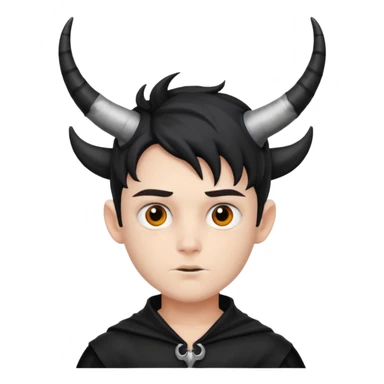 Black Horns on boy halloween sticker