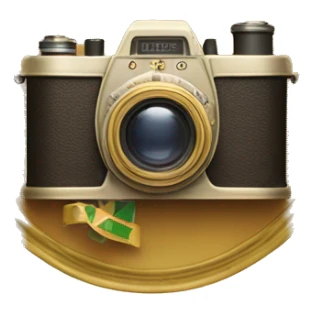 An Award with golden laurels left and right and a vintage film camera in the center sticker