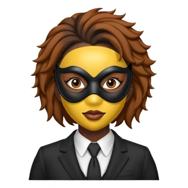 black woman in suit and mask sticker