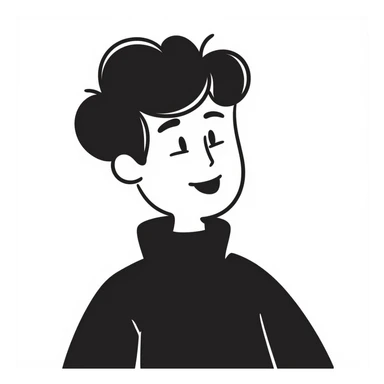 A person with a smile and AI-inspired hairstyle sticker