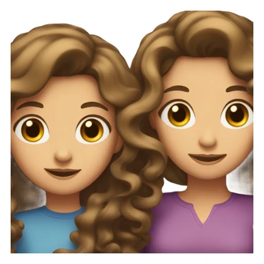 Girl with brown hair curling the hair of another girl sticker