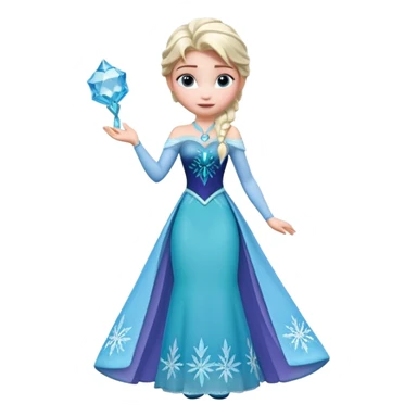 Isolated, breathtakingly vivid and intricately detailed digital illustration of the most incredibly cute  Elsa (Frozen) figurine imaginable, toy style. sticker
