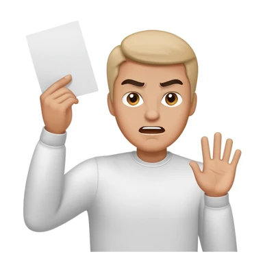 Angry man waving with white paper in the air sticker