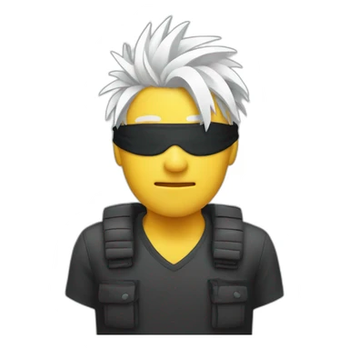 Man with blindfold and white spiky hair sticker